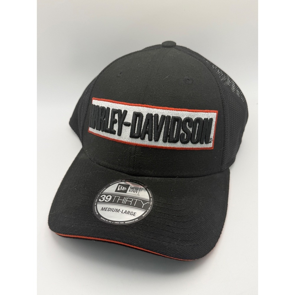 Harley-Davidson New Era 39THIRTY Trucker Hat Mens Medium-Large Black Mesh New